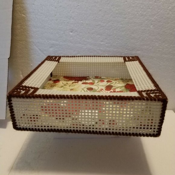 3/$15.  Napkin Holder Brown & Off-White Plastic Canvas Needlecraft - Picture 5 of 7